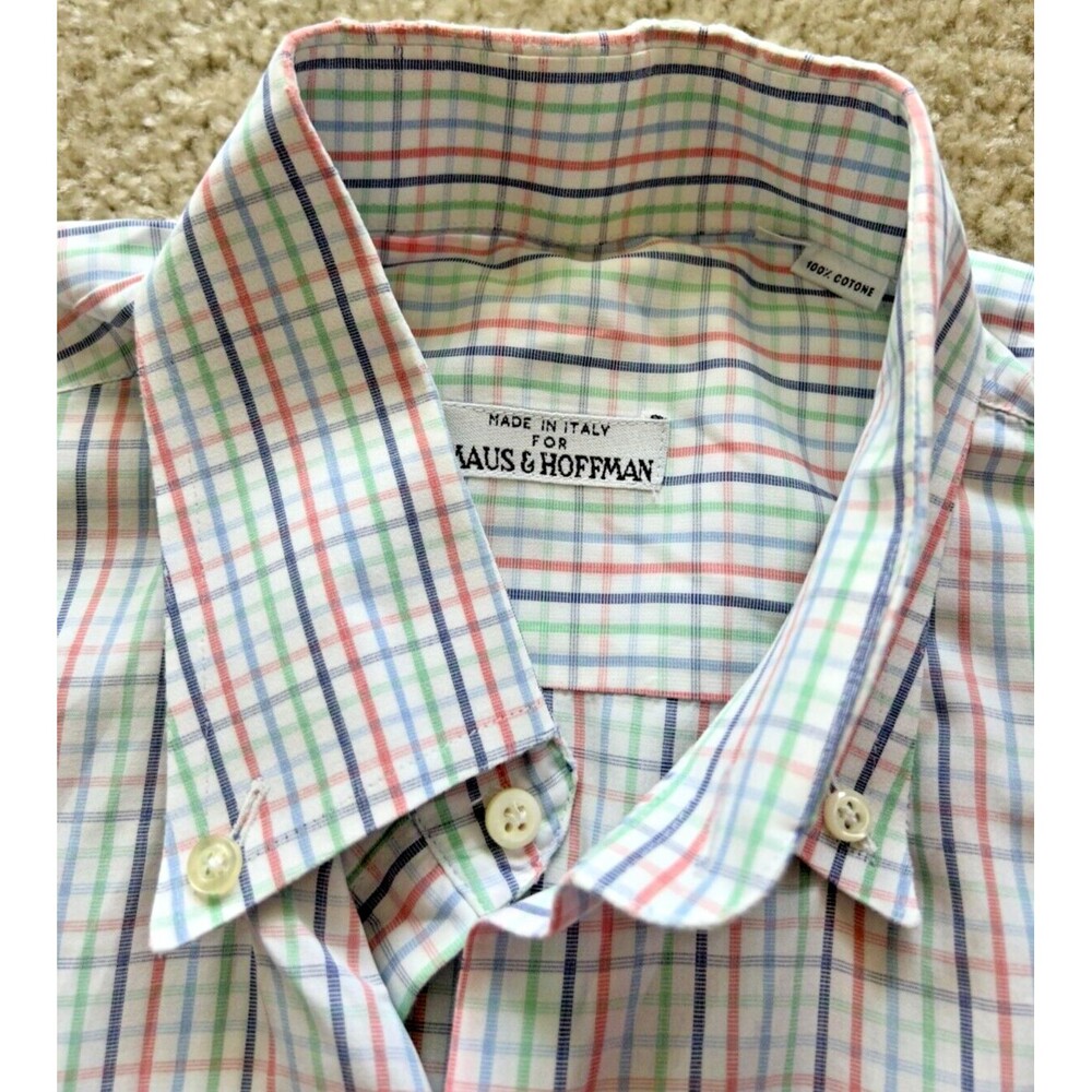 Maus & Hoffman Mens Collard Button Up Shirt Long Sleeve Large White Italian